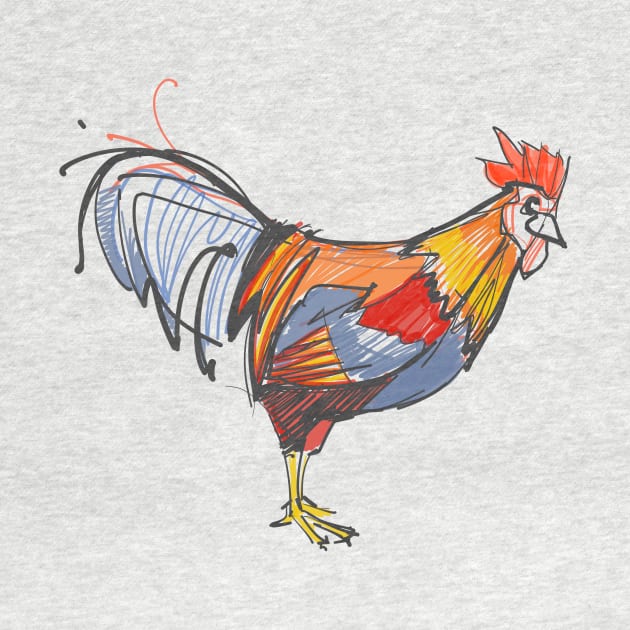 Rooster digital hand drawn illustration by bernardojbp